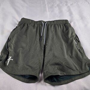 Three Nails Men's Large Shorts Gray Lined Gym Shorts Running Drawstring 7" Ins